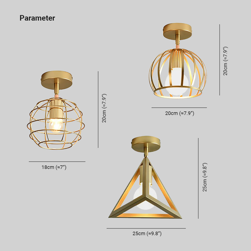 Herbert Deckenleuchte, 3 Stile Gold Garten/Terrasse/Flur Metall