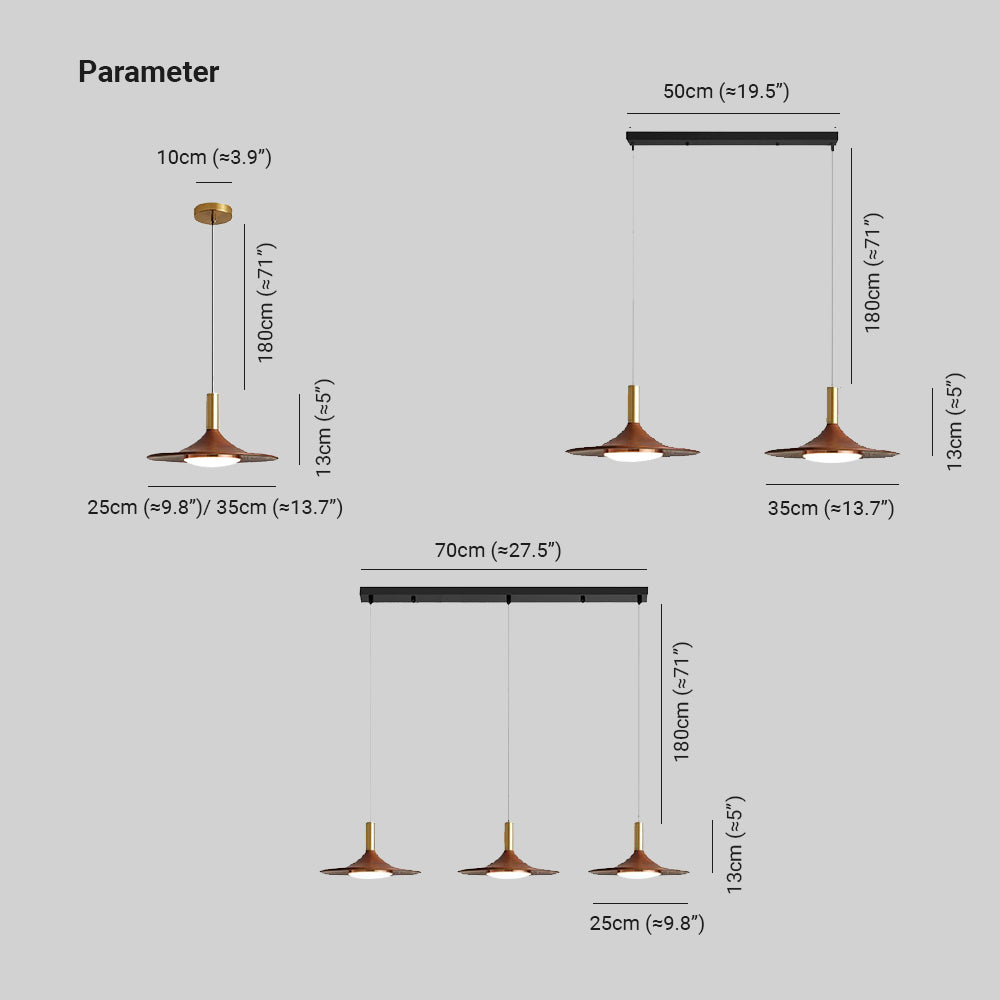Carins Modern LED Pendelleuchte Braun Wohn/Schlaf/Esszimmer Metall&Holz 1/2/3-flammig ∅25CM/35CM