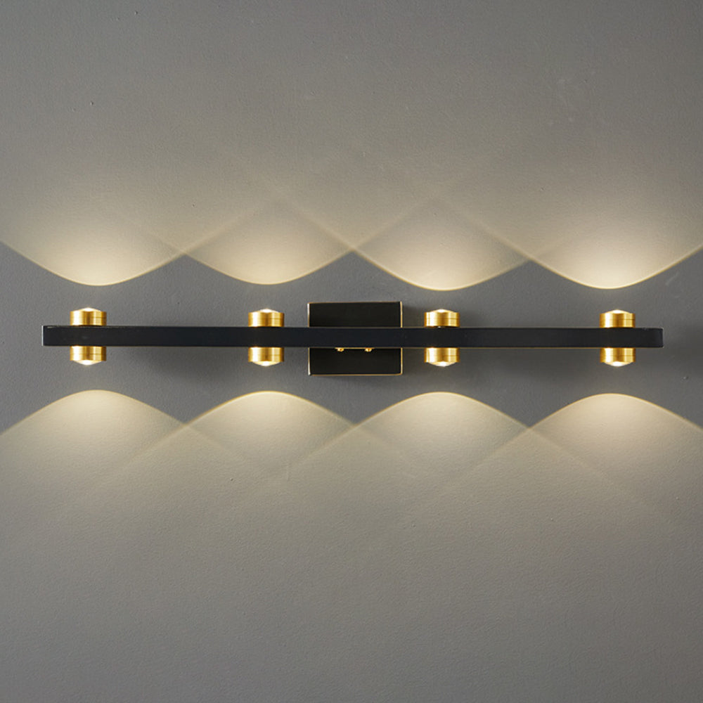Freja Modern LED Wandleuchte Linear, Schwarz/Gold, Badezimmer, Metall