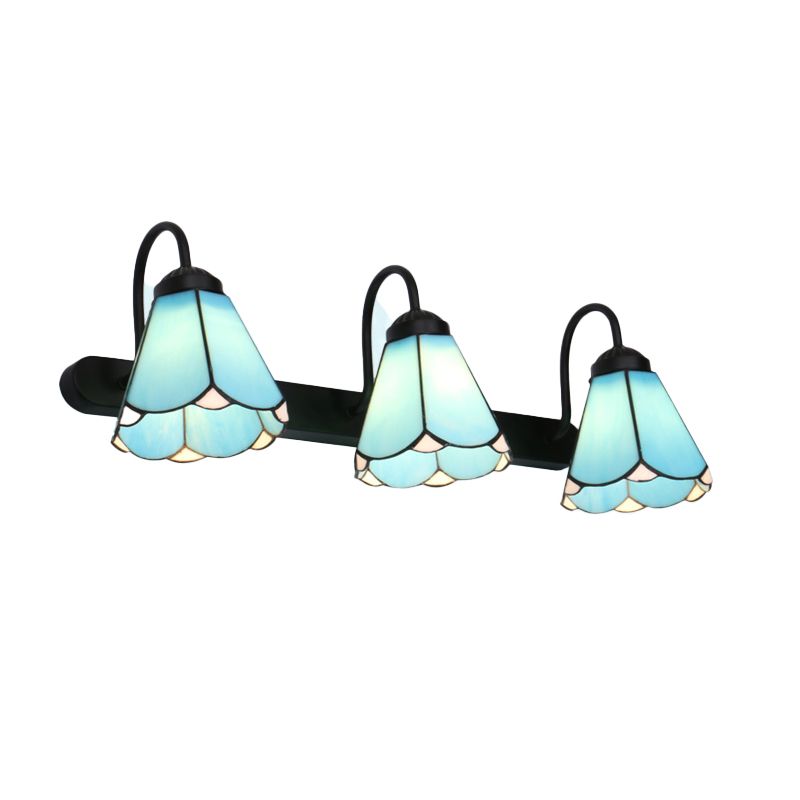 Baxter Vintage Blume LED Wandleuchte Schwarz/Weiß/Blau Schlafzimmer/Flur Metall/Glas