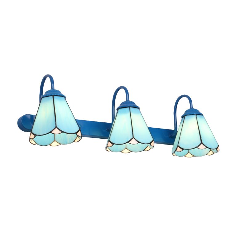 Baxter Vintage Blume LED Wandleuchte Schwarz/Weiß/Blau Schlafzimmer/Flur Metall/Glas