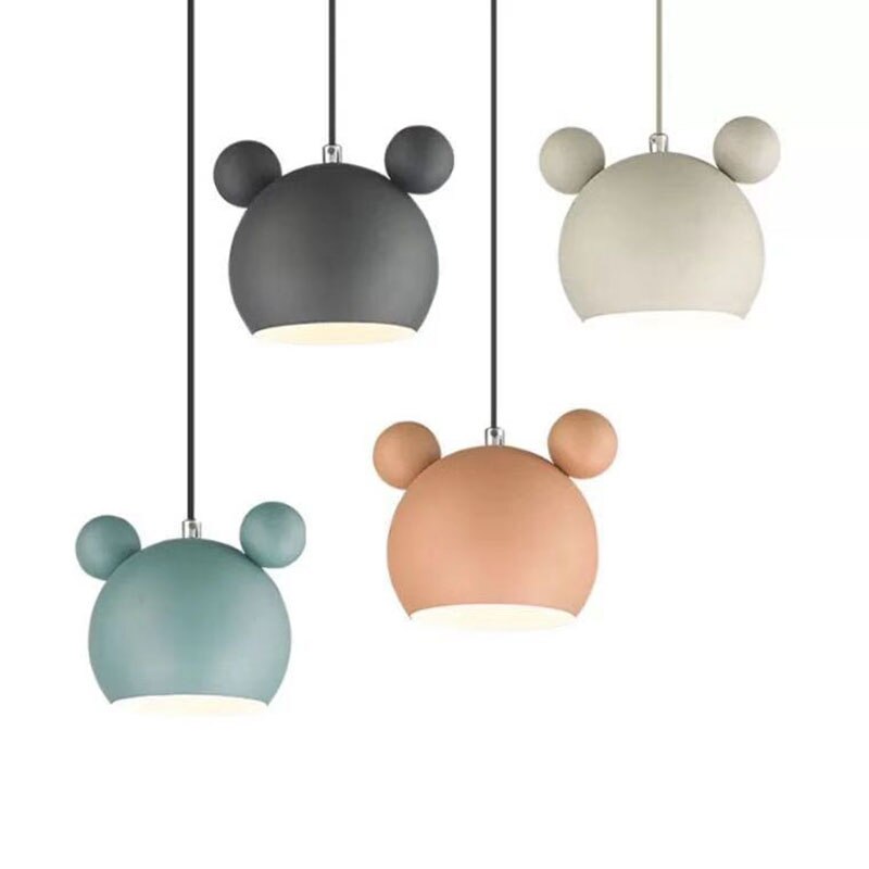 Morandi Modern Kreativer Mickey LED Pendelleuchter Schwarz/Grün/Rosa/Weiß/Grau Ess/Schlaf/Wohnzimmer Eisen