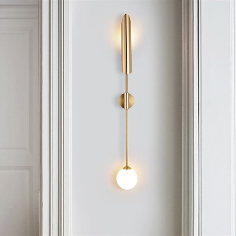 Meza Modern LED Wandleuchte Innen Gold Schlaf/Wohnzimmer Kupfer