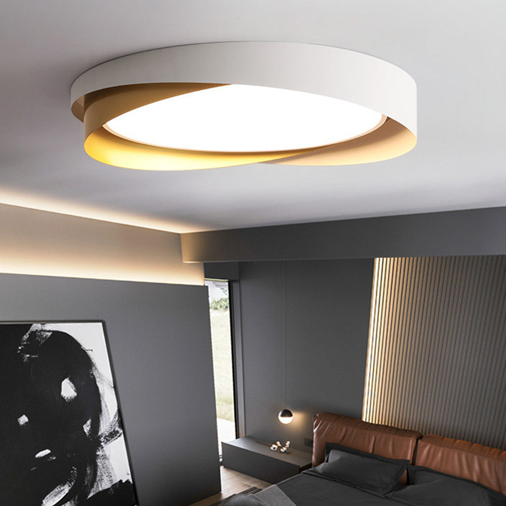 Quinn LED Deckenleuchte Modern Wohnzimmer, Gold Schwarz, Metall Acryl