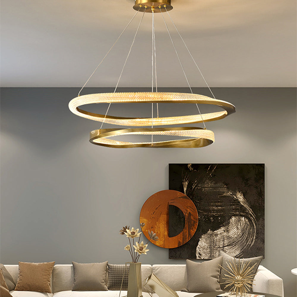 Arisha Modern LED Pendelleuchte Gold Ess/Wohn/Schlafzimmer Metall&Acryl Dimmbar