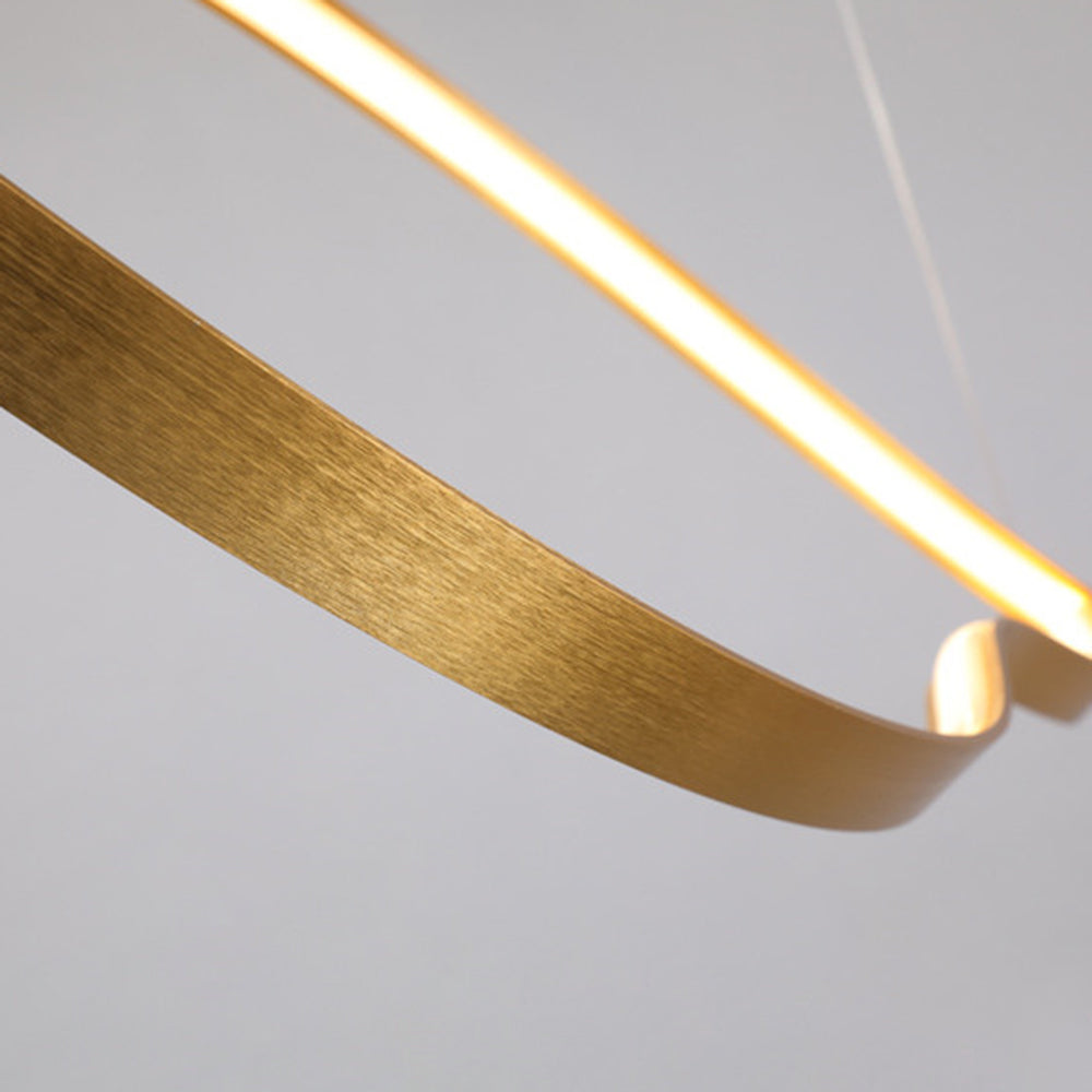 Edge Modern Linear Geometrisch LED Pendelleuchte Gold Wohnzimmer Metall Acryl