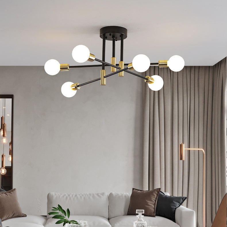 Modernism Style Black & Gold Brass LED Chandelier Lighting Living Room Main