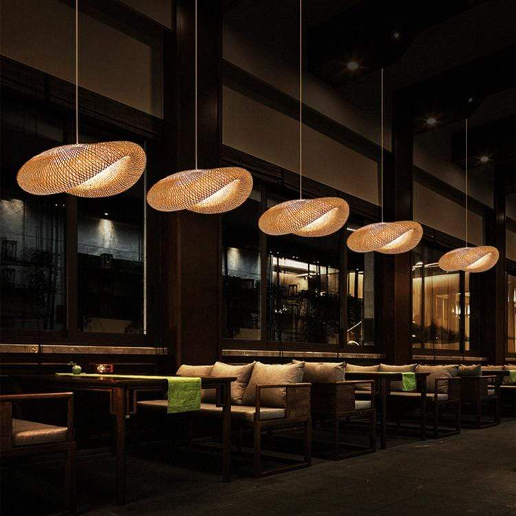 Zen-Vibe | Cocoon Shape Natural Rattan Bamboo Pendant Light Ceiling Scene
