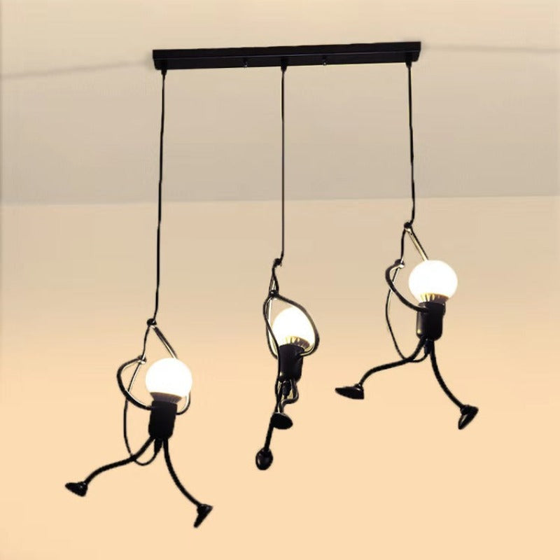 Modern Funky Man Style Chandelier Pendant Iron Dining Room Scene