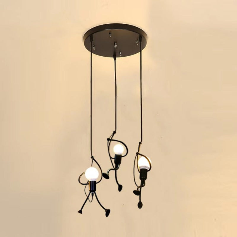 Modern Funky Man Style Chandelier Pendant Iron Dining Room Scene