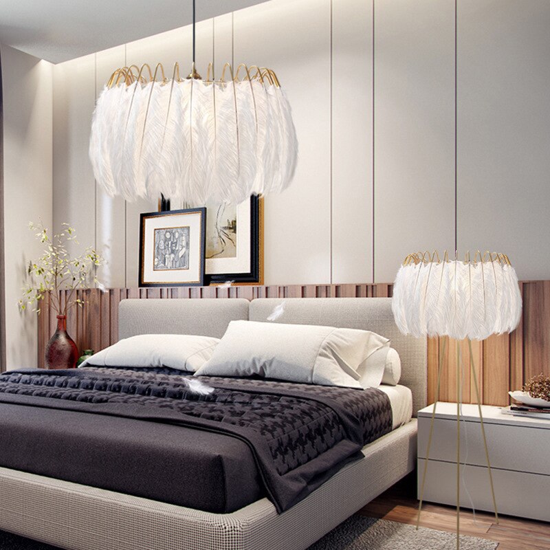 O'Moore Modern LED Pendelleuchte Schwarz/Weiß Wohnzimmer Metall/Feder