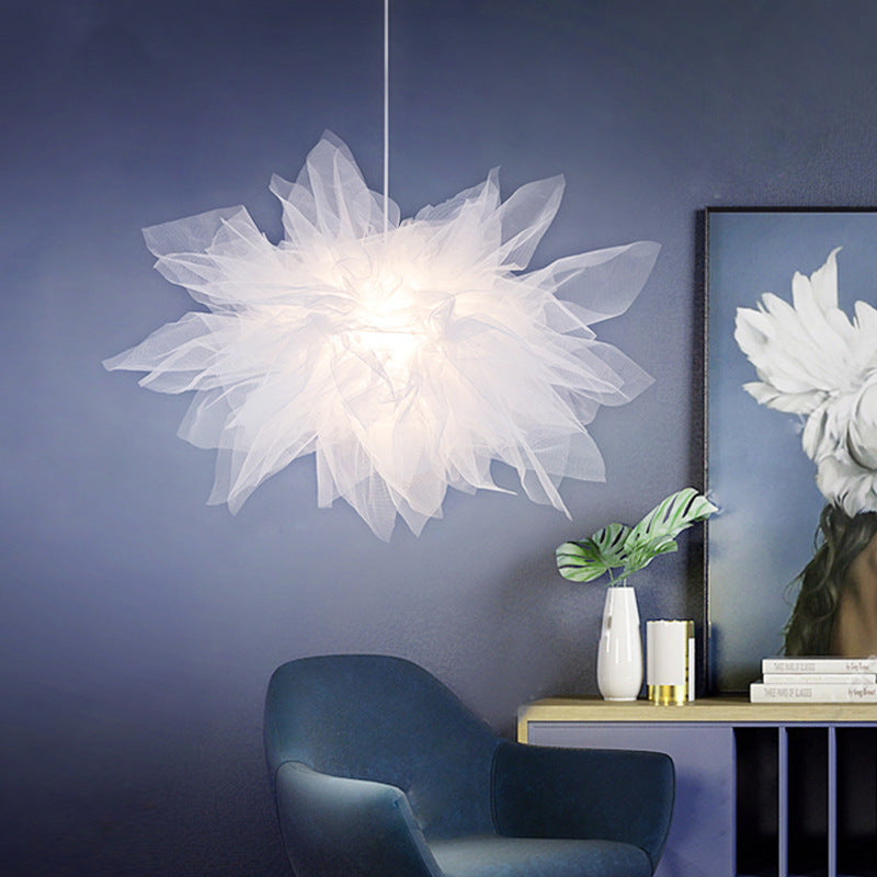 Bella Modern LED Pendelleuchte Blume Stoff Schlafzimmer Wohnzimmer