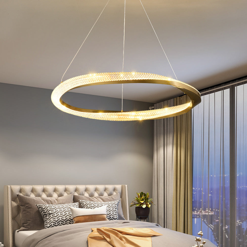 Arisha Modern LED Pendelleuchte Gold Ess/Wohn/Schlafzimmer Metall&Acryl Dimmbar