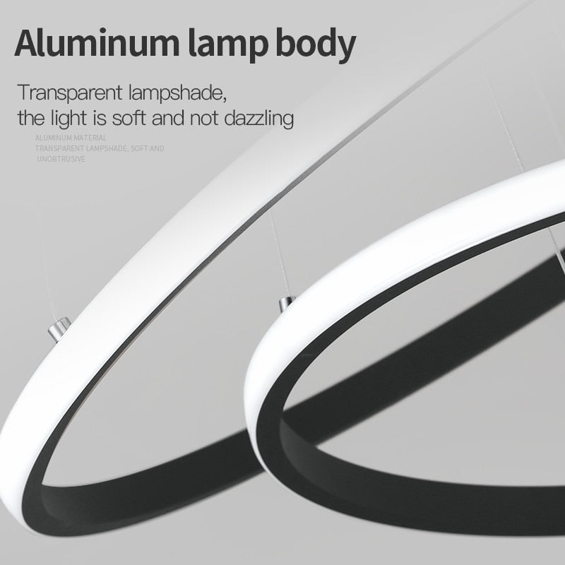 Arisha LED Pendelleuchte Modern Ring Esstisch, 4 Farben, Metall