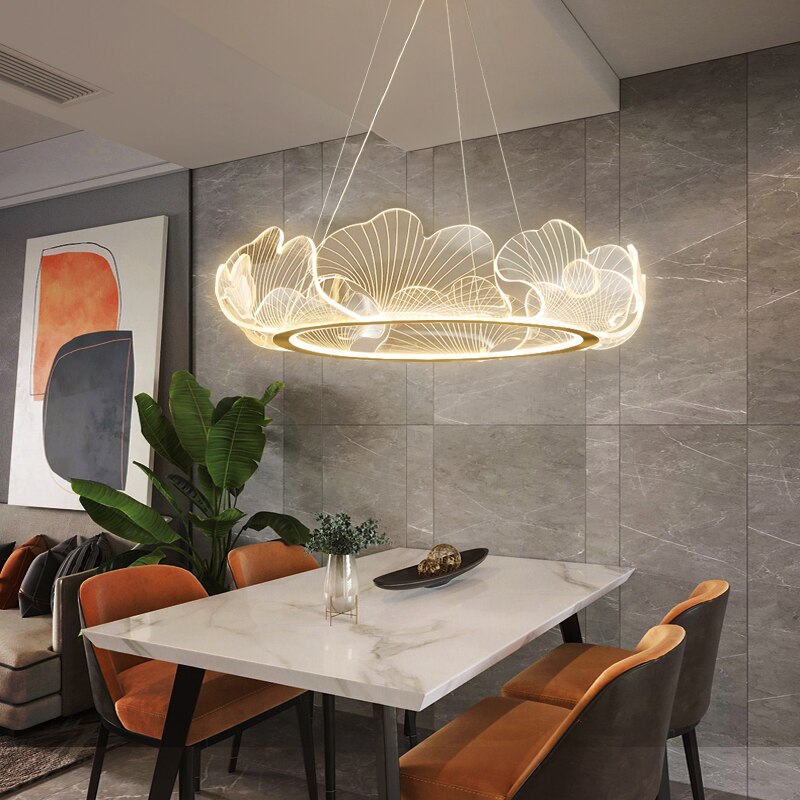 Design LED Kronleuchter Dimmbar Weiß Schlafzimmer Metall