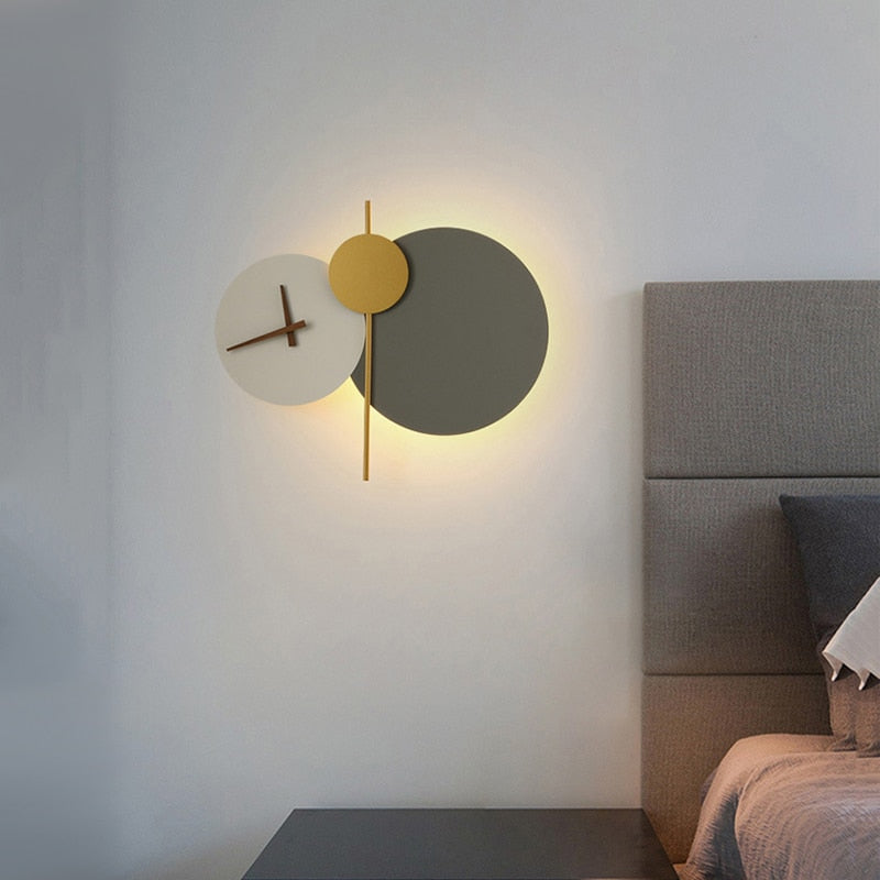 Nielsen Modern LED Wandleuchte Runde Uhr Metall/Acryl Schlafzimmer 2 Farben