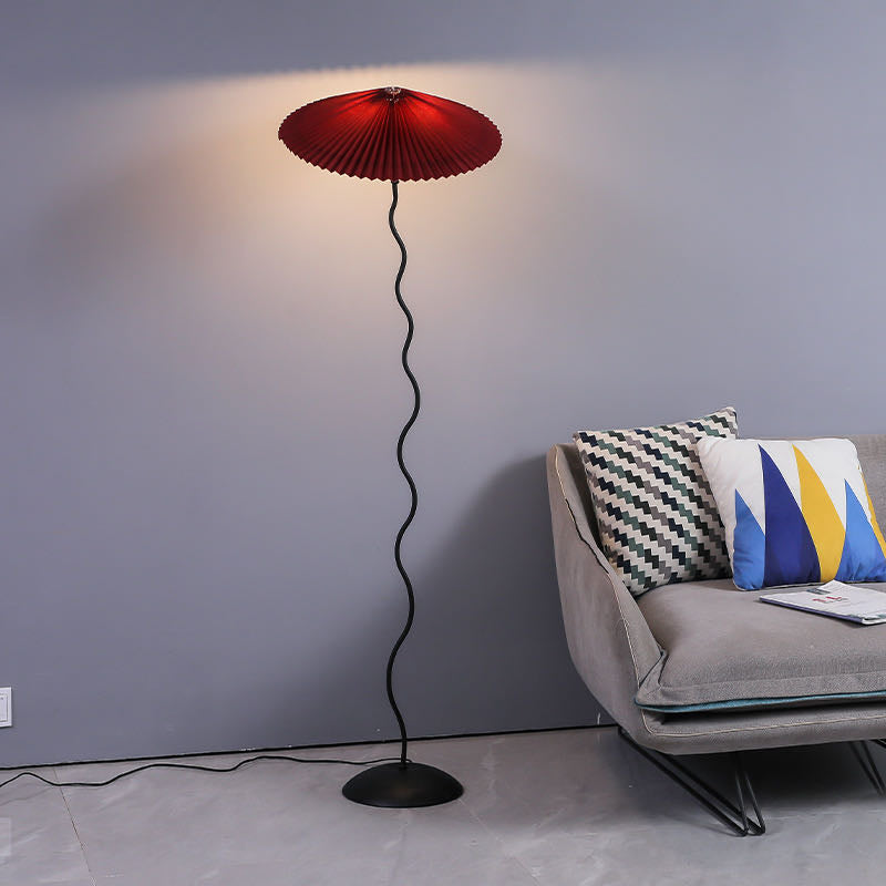 Dänische Design LED Stehlampe Weiß/Rot Wohnzimmer/Schlafzimmer Stoff