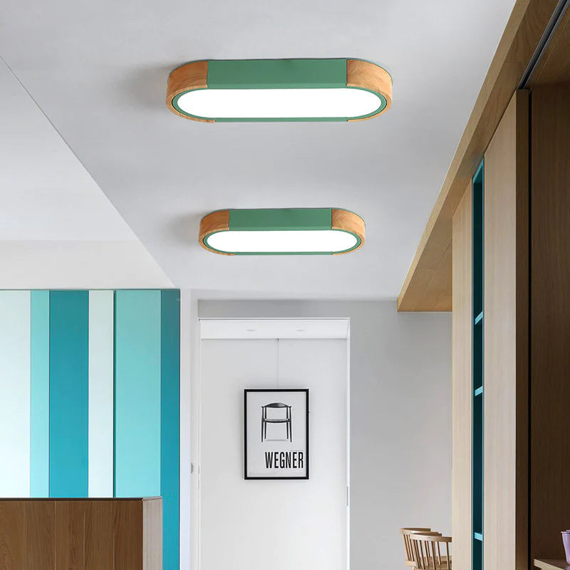 Morandi Modern LED Deckenleuchte, Ring, 3 Farben,  Holz/Acryl, Wohnzimmer