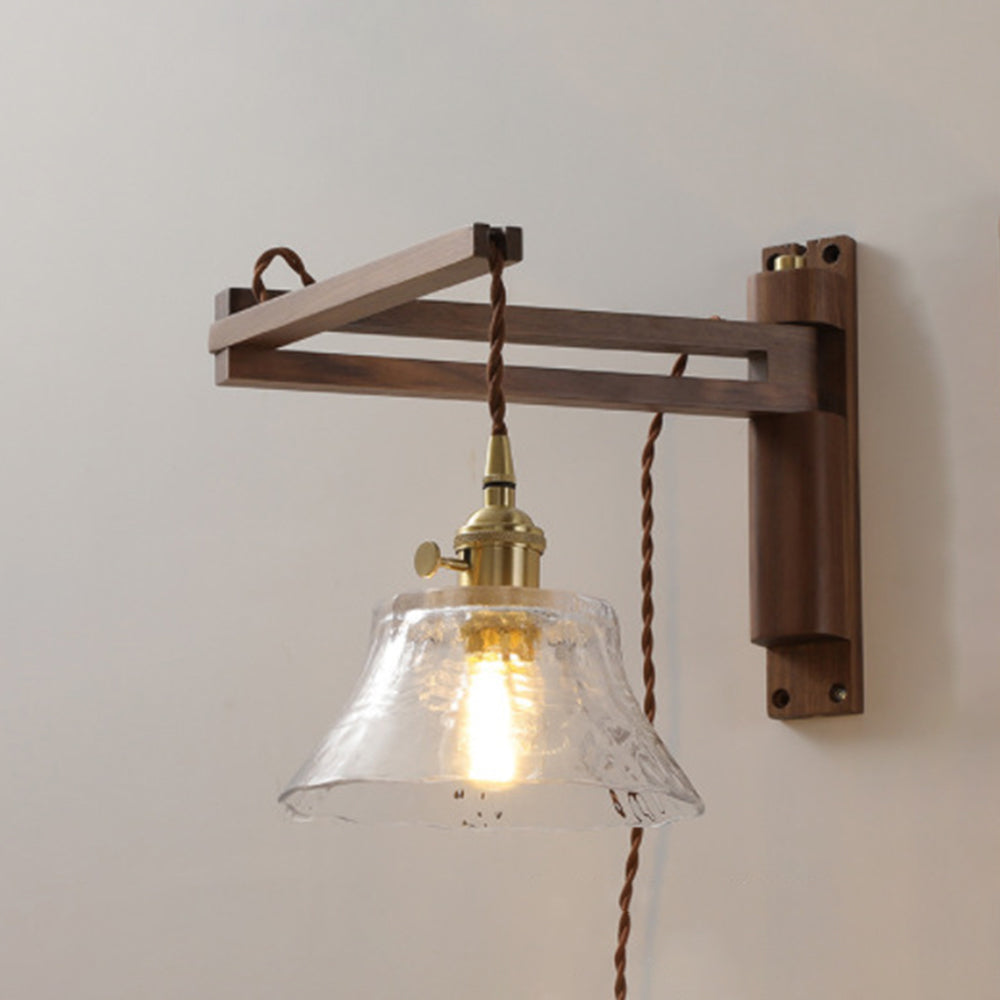 Ozawa Vintage LED Wandleuchte Plissee, Innen Treppenhaus, Glas/Holz/Keramik