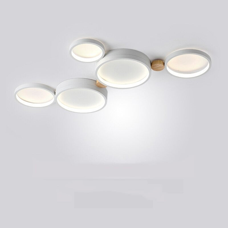 Sienna Modern LED Deckenleuchte Rund, Weiß/Grau/Grün, Wohnzimmer, Metall Holz