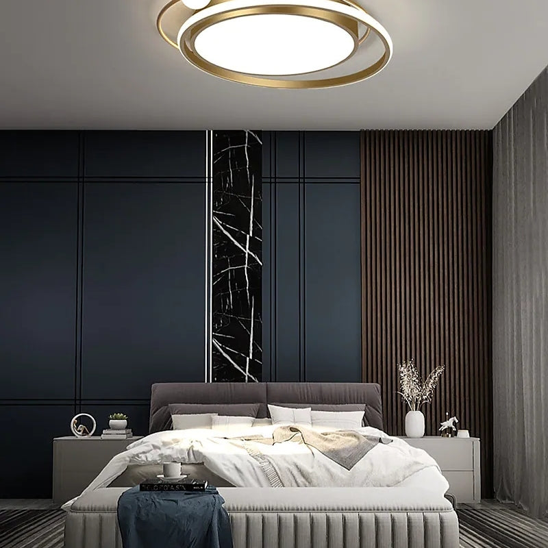Lacey Modern LED Deckenleuchte Planet Design Schwarz/Gold, Schlafzimmer, Metall