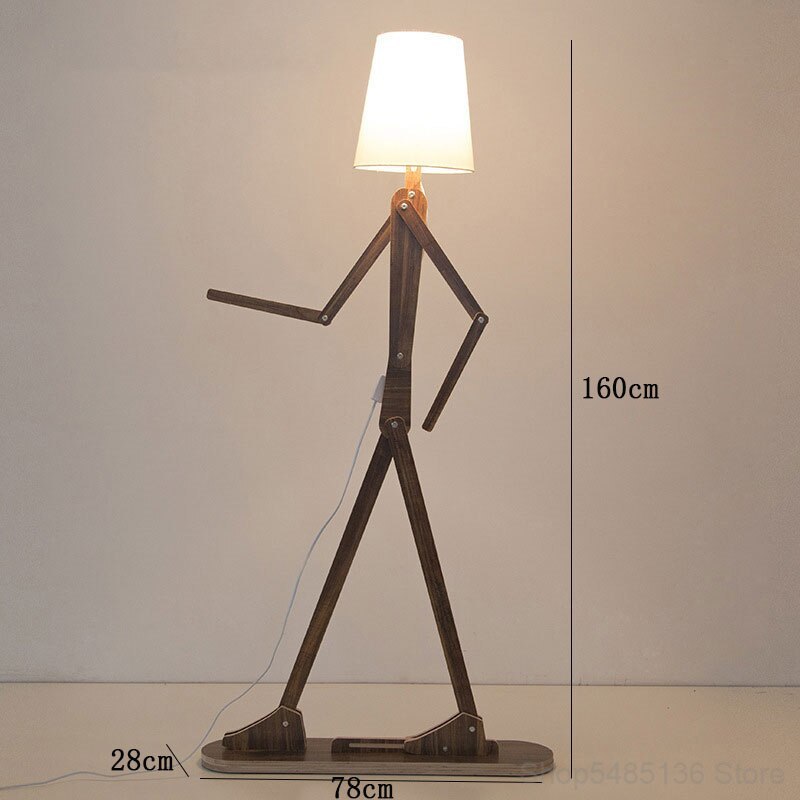 Nordlux Post Modern Skurrile Holz Menschenförmige Stehlampe, Metall/Textil