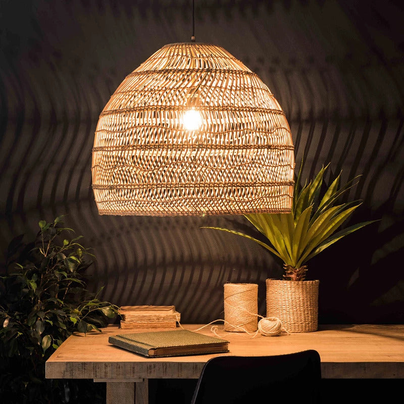 Las LED Sola Bambus Design Rattan Schlaf/Wohnzimmer | Pendelleuchten