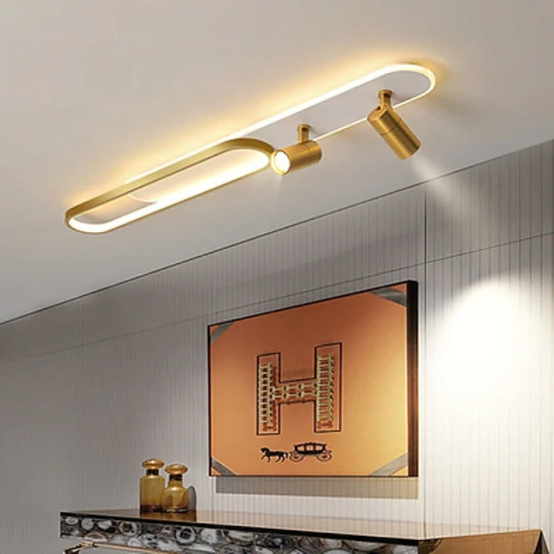 Haney Modern Linear LED Deckenleuchte Schwarz/Gold Wohnzimmer Metall
