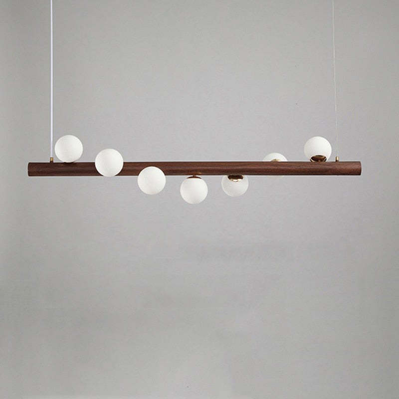 Valentina Design LED Pendelleuchte Kugel Linear EssWohn/Schlafzimmer Holz/Glas