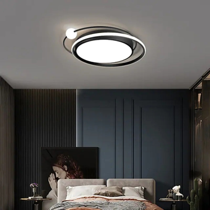 Lacey Modern LED Deckenleuchte Planet Design Schwarz/Gold, Schlafzimmer, Metall