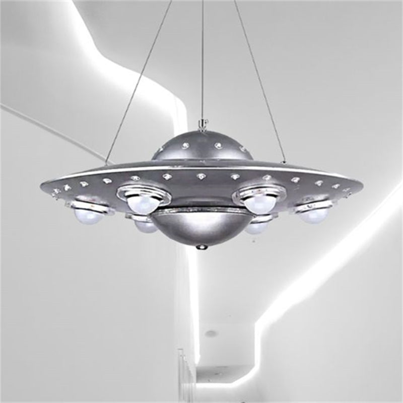 Alessio Design UFO LED Pendelleuchte Silber Schlaf/Kinderzimmer Metall&Glas ∅ 50CM