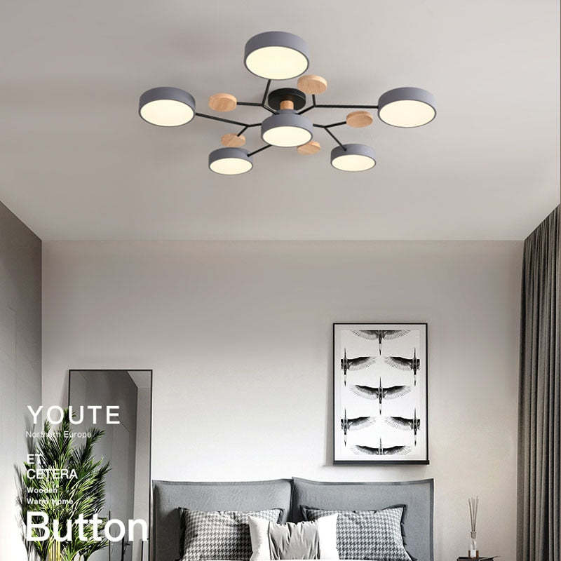 Sienna Modern Rund LED Deckenleuchte Weiß/Grün/Grau Wohnzimmer Metall Holz
