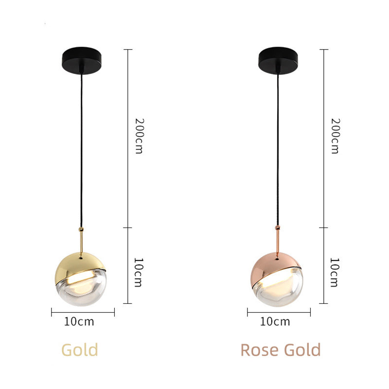 Modern LED Pendelleuchte kugel Esstisch Gold/Roségold Metall/Glas