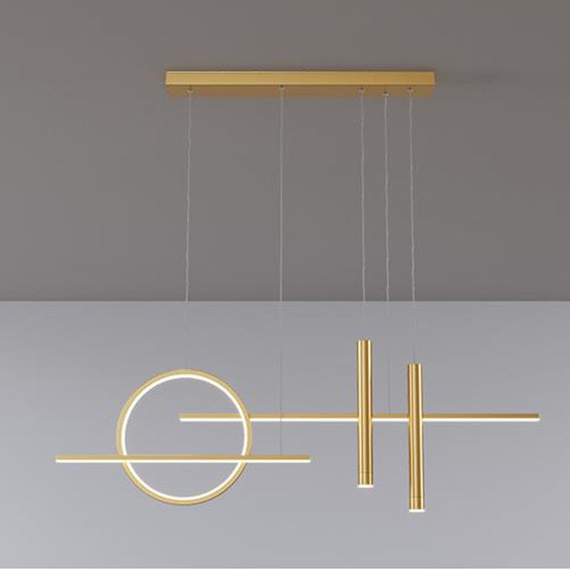 Madina Modern Pendelleuchte Ring Linear Esszimmer, Schwarz/Gold, Metall
