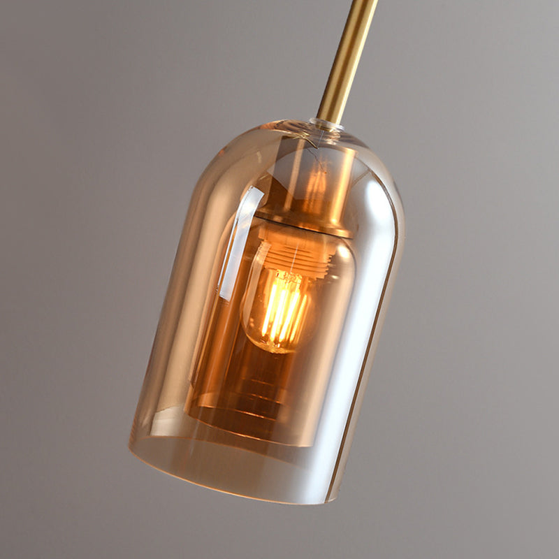 Sanna Modern LED Decken/Pendelleuchte Grau Wohn/Esszimmer Metall Glas