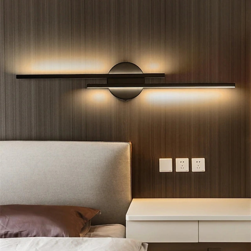 Alana Modern LED Wandleuchte, Twin Linear, Schwarz/Weiß, Metall, Schlafzimmer