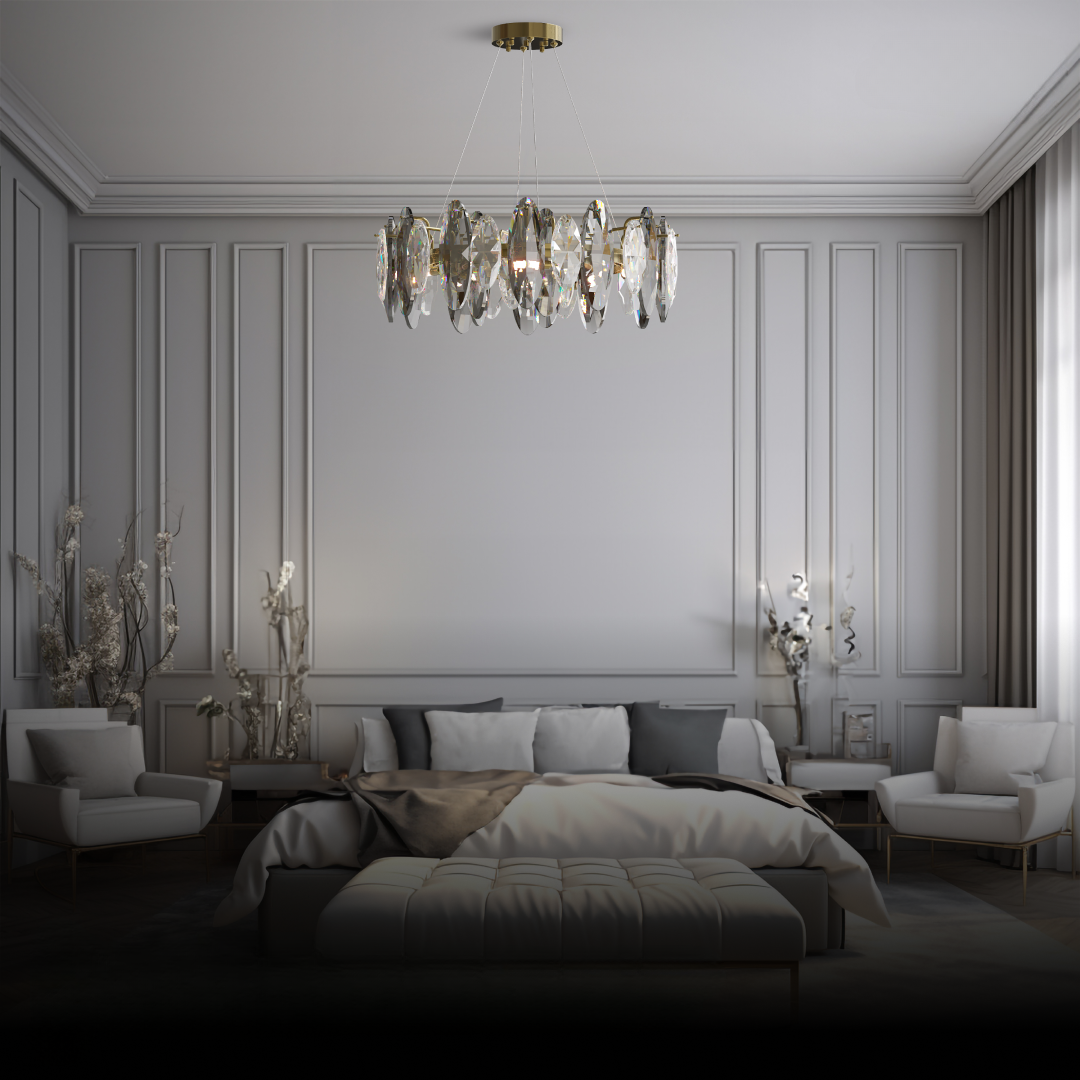 Marilyn Kristall LED Kronleuchter Gold Glas/Metall Wohnzimmer