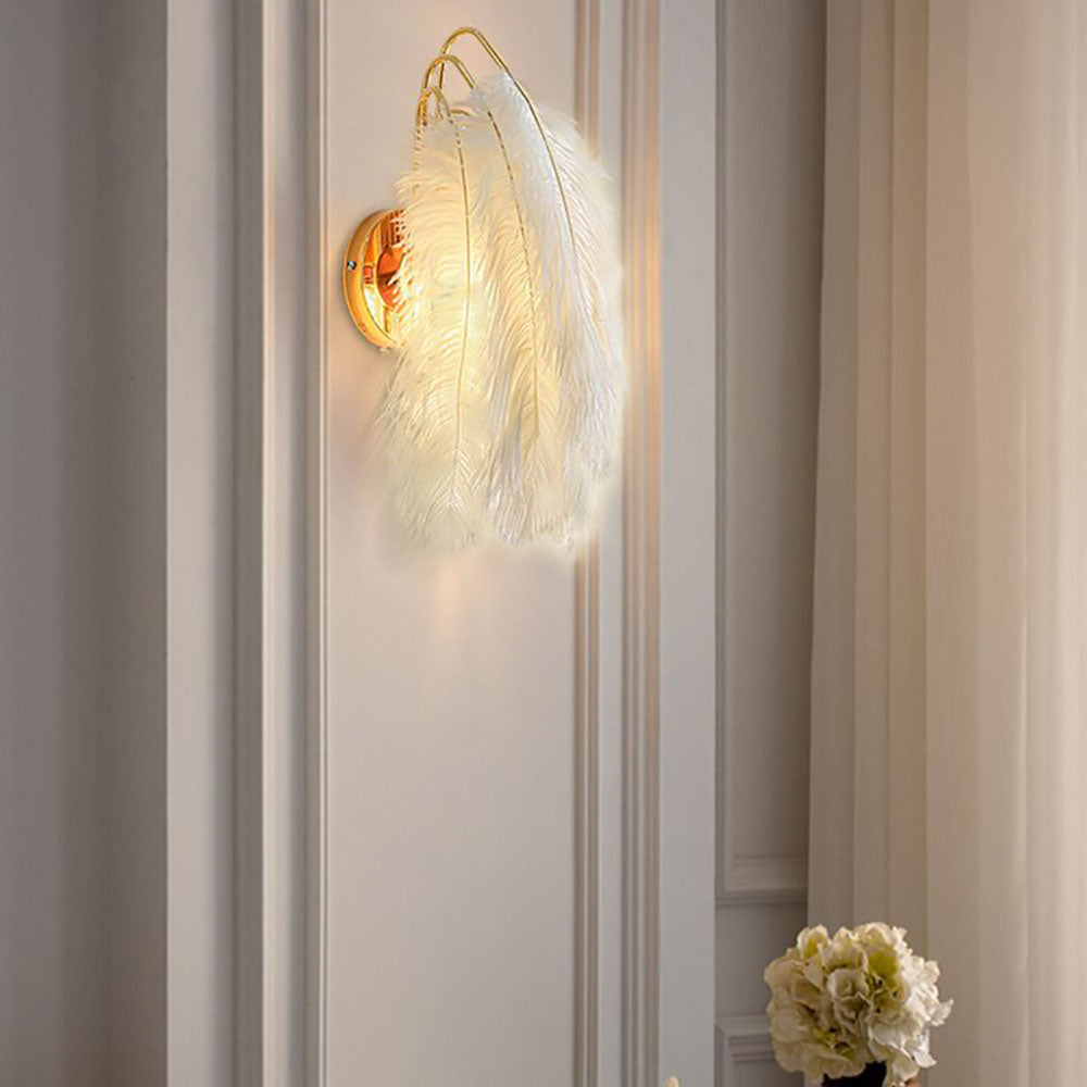 O'Moore Design LED Wandleuchte Gold Schlaf/Wohnzimmer Innen Metall&Feder