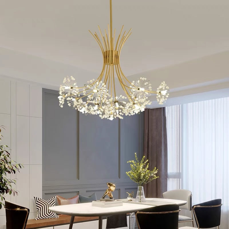 Lili Modern Kristall LED Kronleuchter Gold Wohnzimmer/Esszimmer Metall&Acryl