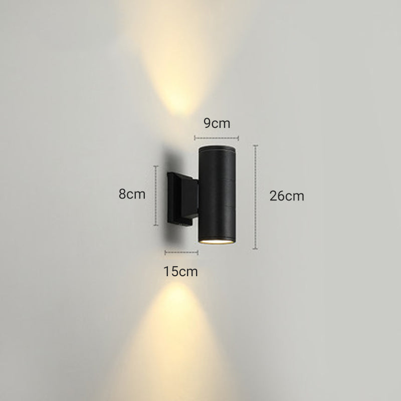 Orr Modern LED Wandleuchte Doppelkopf Zylinder Schwarz Außen Metall/Glas