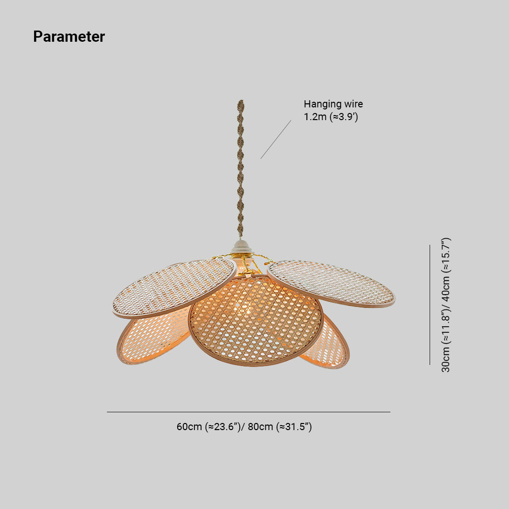 Ritta Pendelleuchte, Rattan & Weidengeflecht, S/L