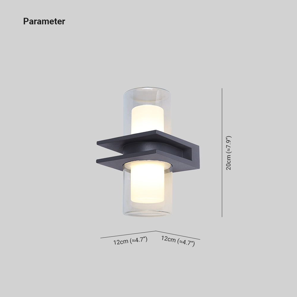 Orr Außenwandleuchte, 2-flammig, Aluminium & Glas