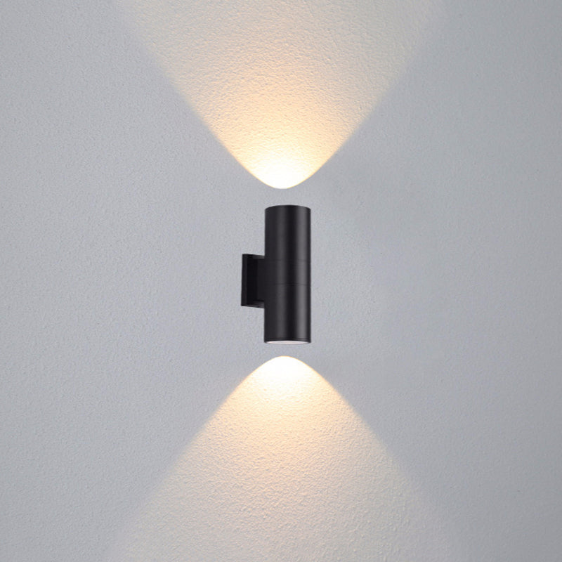 Orr Modern LED Wandleuchte Doppelkopf Zylinder Schwarz Außen Metall/Glas