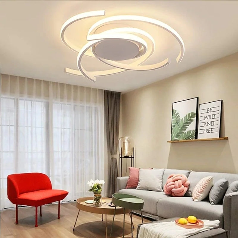 Lacey Moderne LED Deckenleuchte Dimmbar Weiß Wohnzimmer Metall