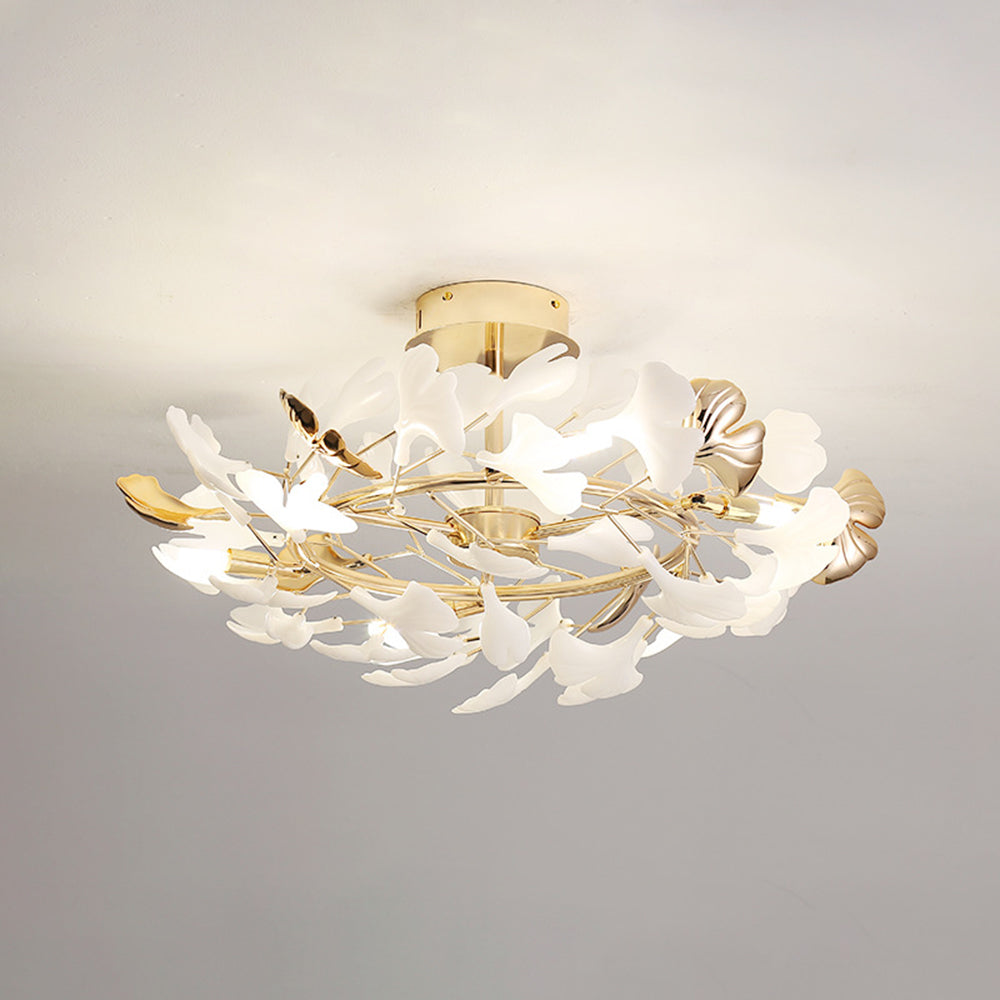 Olivia Modern LED Denkenleuchte Blume Gold Ess/Wohn/Schlafzimmer Metall