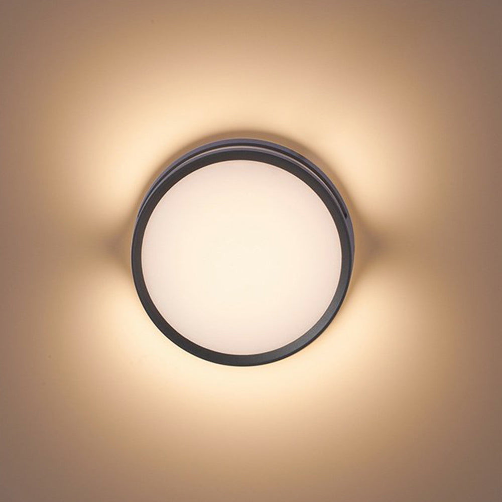 Orr Modern Runde LED Außenwandleuchte Schwarz Flur/Balkon Metall&Acryl ∅18CM