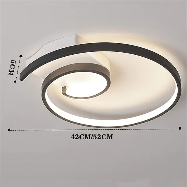 Lacey Modern Spiral Linear LED Deckenleuchte Schwarz/Weiß Schlaf/Wohnzimmer Metall